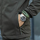 Чоловіча куртка з Soft Shell хакі з капюшоном до -0*С демісезонна Вітровка на флісі, фото 7