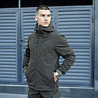 Чоловіча куртка з Soft Shell хакі з капюшоном до -0*С демісезонна Вітровка на флісі, фото 2