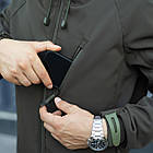 Чоловіча куртка з Soft Shell хакі з капюшоном до -0*С демісезонна Вітровка на флісі, фото 9