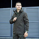 Чоловіча куртка з Soft Shell хакі з капюшоном до -0*С демісезонна Вітровка на флісі, фото 5