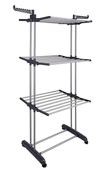 Сушарка багатоярусна Garment rack with wheels для білизни складана Чорна