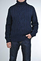 Вязаный теплый мужской свитер серый под горло размеры от XL до 3XL