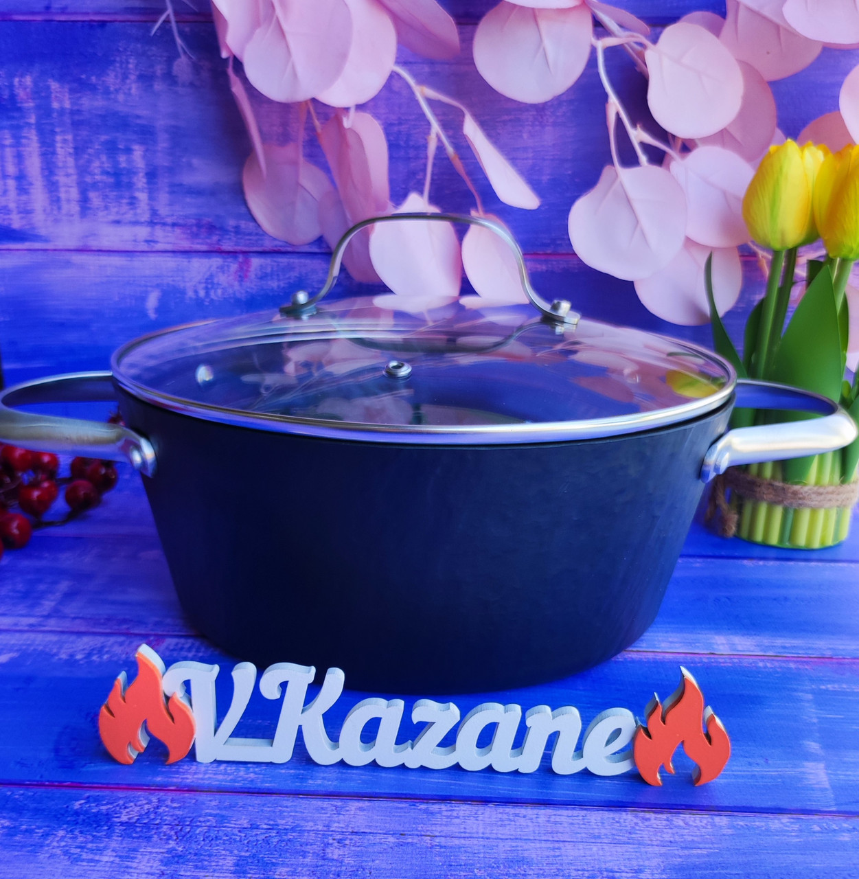 Каструля казан з антипригарним Greblon C2 покриттям 5.8 л 28 см Maestro MR-4428 Індукційний казан