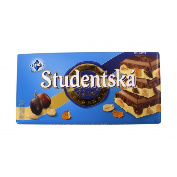 Шоколад Studentska біло-молочний з родзинками, 180 г