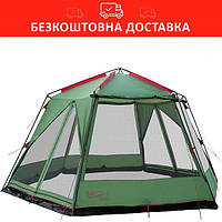 Шатро тент з москітною сіткою Tramp Lite Mosquito green Великий шестигранний кемпінговий тент