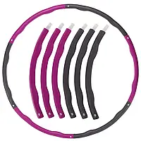 Обруч складной мягкий Хула Хуп Hula Hoop SP-Sport K610 6 секций двухцветный Малиновый-серый