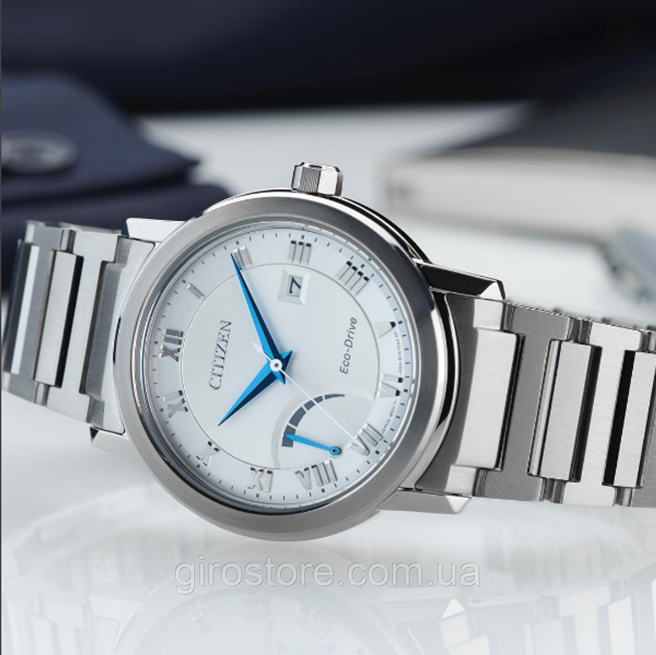 Японський чоловічий класичний годинник Citizen Eco-Drive AW7020-51A на сонячній батареї, індикатор заряду, фото 1