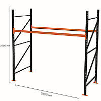 Стелаж паллетный 250х250х110 см Черный 2 уровня хранения 6 паллетомест SM-Pro