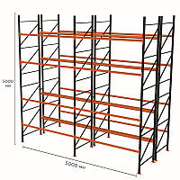 Стелаж паллетный 500х500х220 см Черный 5 уровней хранения 60 паллетомест SM-Pro