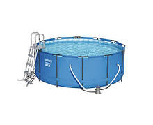 Bestway 15427 круглий каркасний басейн (366х133 см) фільтр-насос 2006л/год, драбина