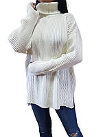 Довгий жіночий оверсайз вільний светр під горло Італія розмір від 44 до 52