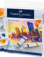 Фарби акварельні Faber-Castell Watercolours 24 кол. в тубах по 9 мл + палітра та пензлик, 169624