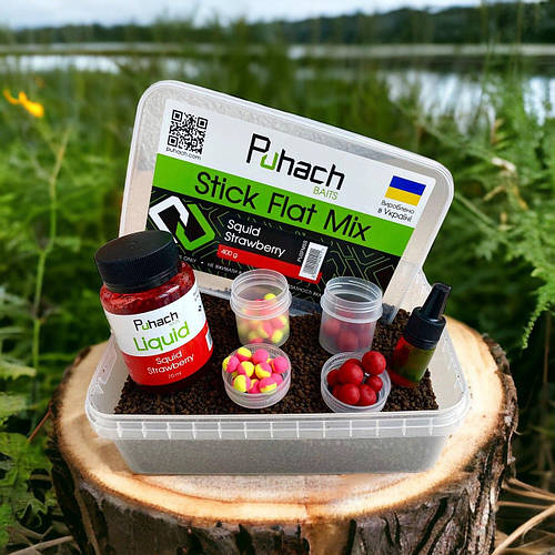 Методный пеллетс, флэт-метод микс Puhach Кальмар-клубника 5 в 1 (ID ...