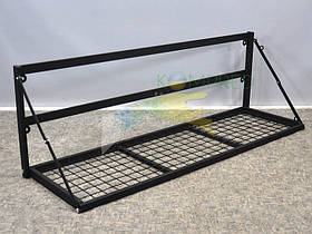 Лавка відкидна з кріпленням у стіну для сховищ 1500х450х500 на шарнірах чорна  Kompred OL084/1