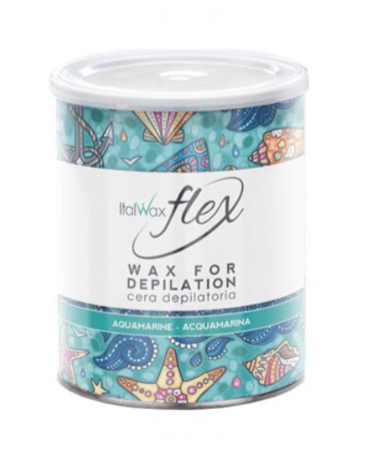 Віск у банці для депіляції Аквамарин (Aquamarine) FLEX ItalWax, 800 мл
