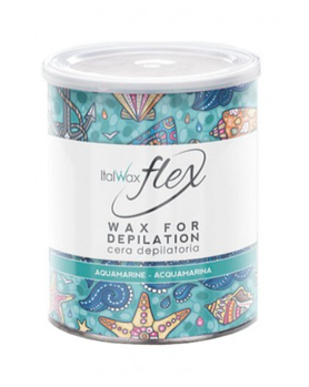 Віск у банці для депіляції Аквамарин (Aquamarine) FLEX ItalWax, 800 мл