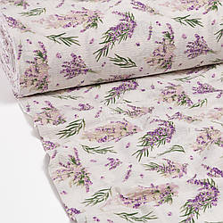 Тканина жатка (гофре) шириною 240 см "Лілова лаванда" на білому, №4770