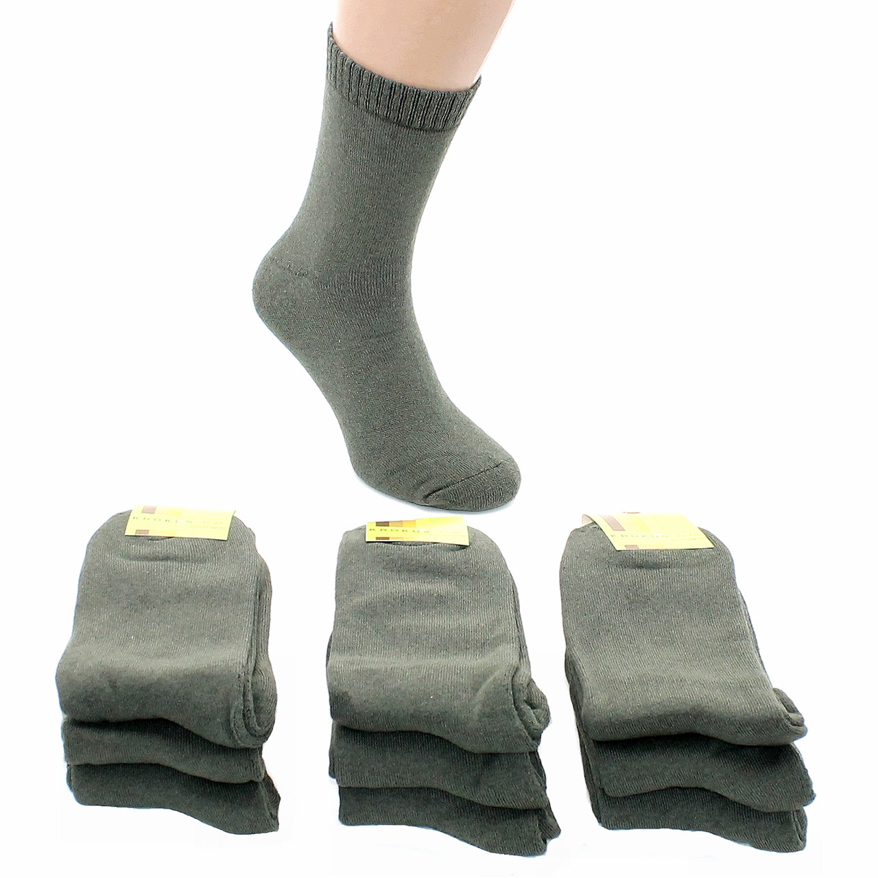 Чоловічі зимові шкарпетки високі махрові Упаковка 12 пар Теплі шкарпетки від виробника Хакі 42-45, фото 1