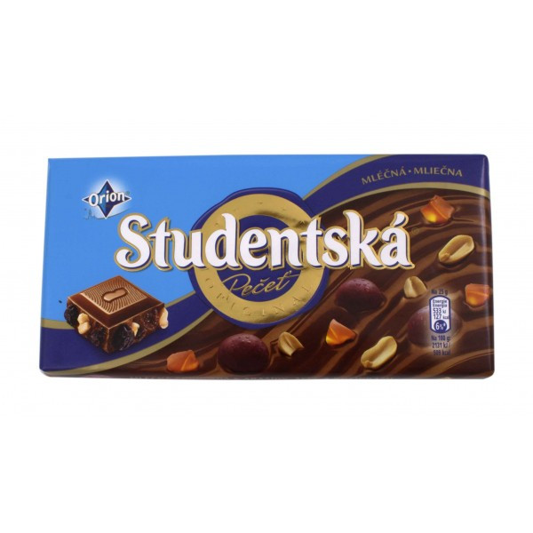 Шоколад Studentska молочний із родзинками, 180 г