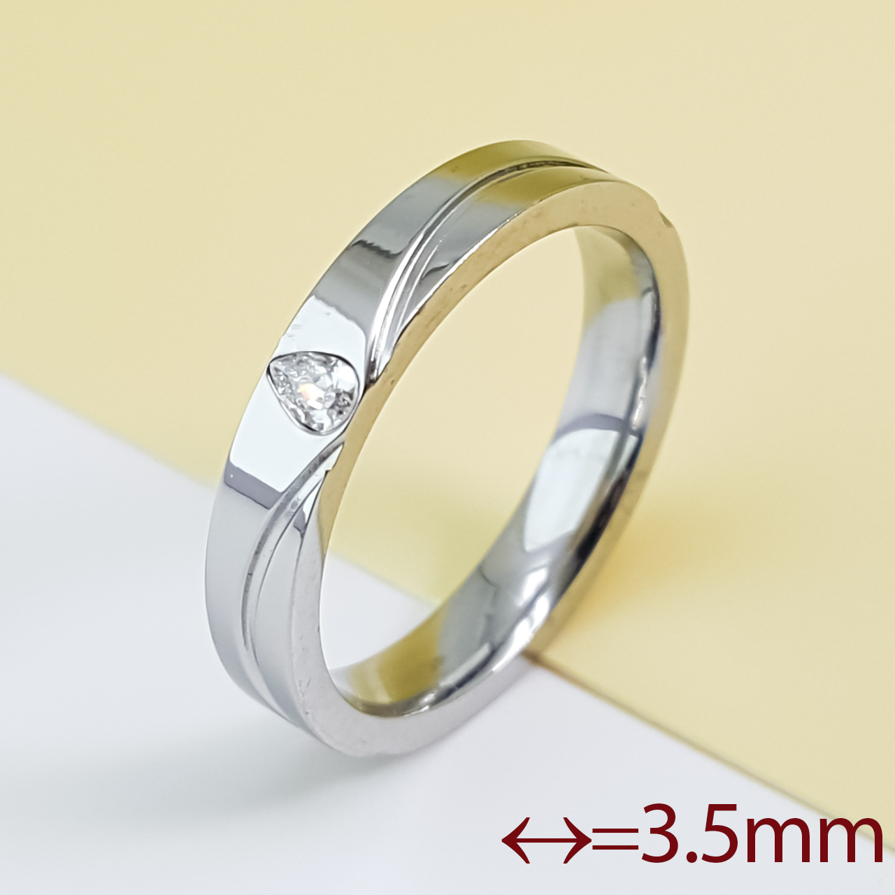 Кільце "Класика" з цирконієм; р.16.5; р.17.5; stainless steel, родій, фото 1