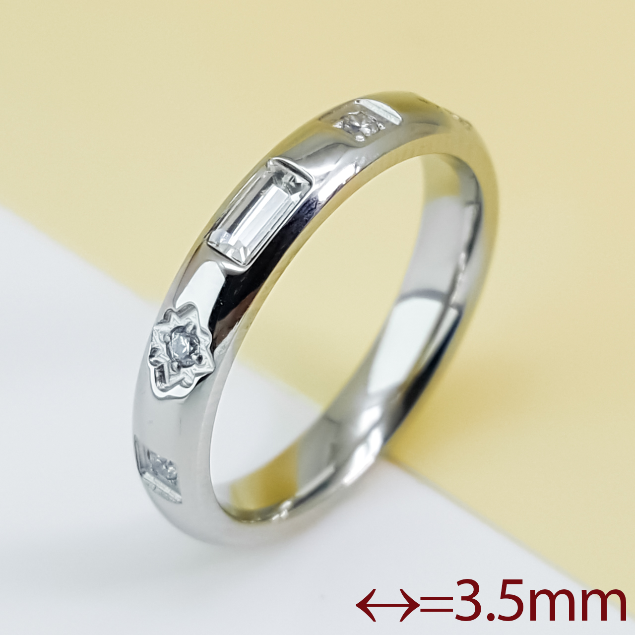 Кільце "Стежинка" з багетним цирконієм; р.16.5; р.18; stainless steel, джерель, фото 1