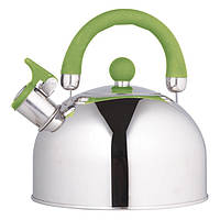 Чайник для плиты из нержавейки со свистком UN-5302 2,5л. Цвет: зеленый