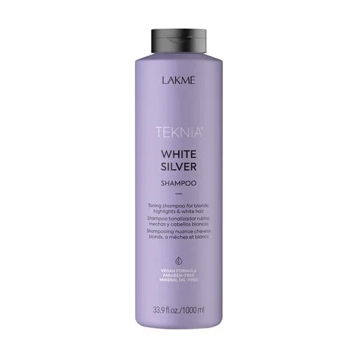 Тонуючий шампунь для нейтралізації жовтого відтінку волосся Lakme Teknia White Silver Shampoo 1000 мл