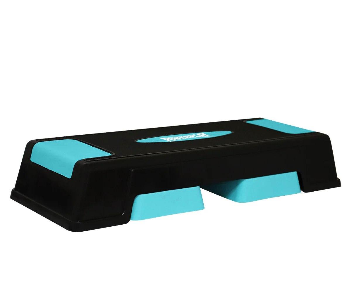 Степ платформа спортивная многофункциональная для аэробики PowerPlay 3 уровня 12-17-22 см Черно-голубая DM-11 - фото 3 - id-p1938488312