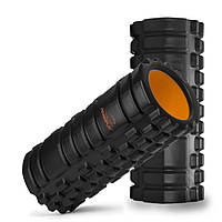 Ролик массажный спортивный тренировочный (роллер) PowerPlay 4025 Massage Roller Черно-оранжевый (33x15см.)