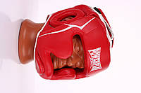 Боксерский шлем тренировочный закрытый спортивный для бокса PowerPlay PU Красный M DM-11
