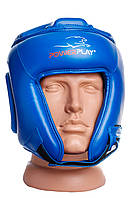 Боксерский шлем турнирный тренировочный спортивный для бокса PowerPlay Синий S KU-22