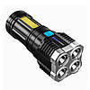Світлодіодний ручний акумуляторний ліхтар з USB, X509 4LED/переносний LED+COB ліхтар з бічним світлом, фото 5