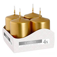 Набір свічок циліндричних парафінових пахучих 4 шт. циліндр Золотий металік (sw40/60-213) VE-33