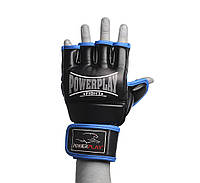 Перчатки для MMA тренировочные спортивные перчатки для единоборств PowerPlay 3058 Черно-Синий L VE-33