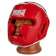 Боксерский шлем тренировочный закрытый спортивный для бокса PowerPlay PU Красный XS KU-22