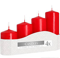 Набор свечей цилиндрических парафиновых ароматических 4 шт. цилиндр Красные (sw50/4-030) VE-33