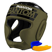 Боксерський шолом тренувальний закритий спортивний для бокса Phantom APEX Full Green капа в подарунок VE-33