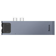 USB Hub Baseus Thunderbolt C+Pro 7-in-one Dual Type-C to USB3.0*2 + HDMI + RJ45 Ethernet + Type-C PD + microSD