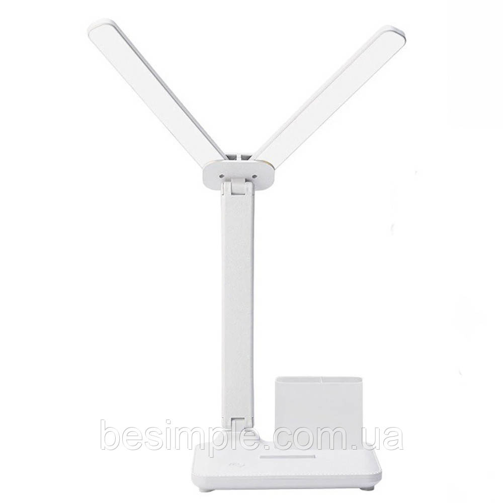 Подвійна настільна LED лампа з органайзером та підставкою для телефону Digad 1962 / Акумуляторний світильник, фото 1