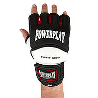 Перчатки для MMA тренировочные спортивные перчатки для единоборств PowerPlay 3075 Черные-Белые M VE-33