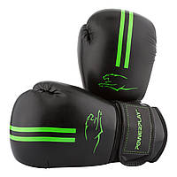 Боксерские перчатки спортивные тренировочные для бокса PowerPlay 3016 Черно-Зеленые 16 унций KU-22