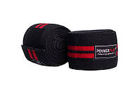 Бинты на колени спортивные тренировочные для пауэрлифтинга PowerPlay 2509 Черно-Красные (пара) GL-55