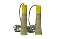 Скакалка тренировочная спортивная для фитнеса PowerPlay 4206 Jump Rope PRO+ Серо-желтая (2,75m.) GL-55