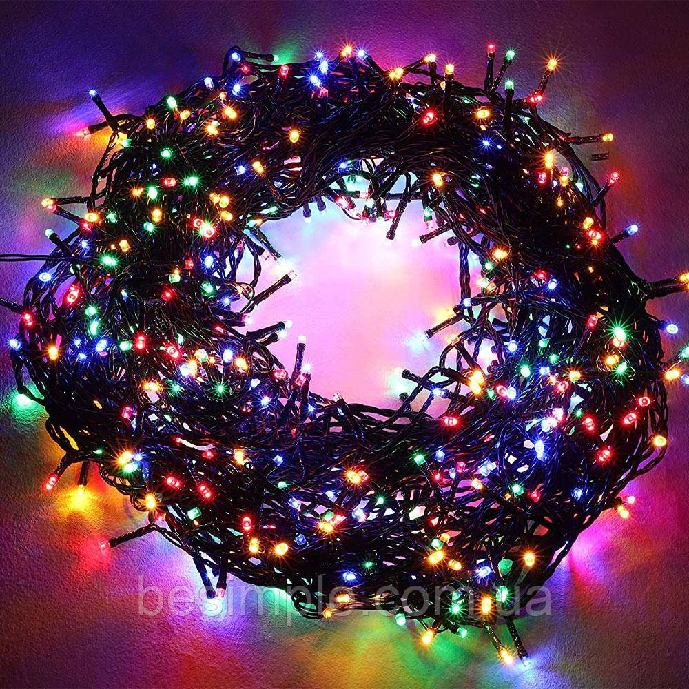 Світлодіодна гірлянда Нитка 25 м, 300LED, 220V, RD-7133, Різнокольорова / Новорічна електрична гірлянда на ялинку, фото 1