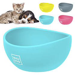 Силіконова миска (250 мл) для собак і котів, WAUDOG Silicone, Блакитна/ Тарілка для корму тварин