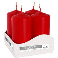 Набор свечей цилиндрических парафиновых ароматических 4 шт. цилиндр Красный (sw40/80-030) KU-22