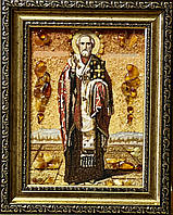 Икона из янтаря "Св. Николай Чудотворец " 15*20 см, икона Николая