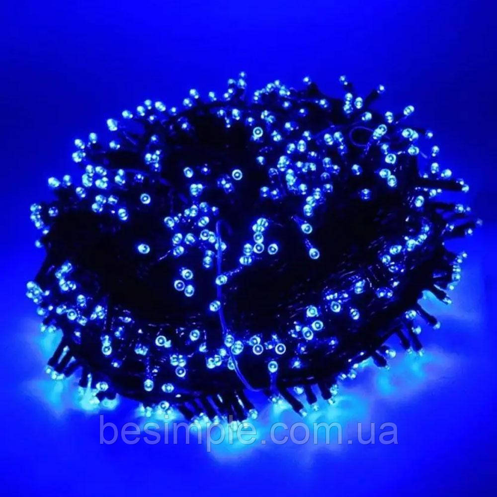 Гірлянда на ялинку Нитка 15 м, 200 LED, 220V, G-20 Синя / Новорічна світлодіодна гірлянда / Гірлянда на вікно