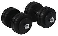 Гантели наборные спортивные для фитнеса и спорта 2х23 кг (Металлический Гриф) Черный KU-22