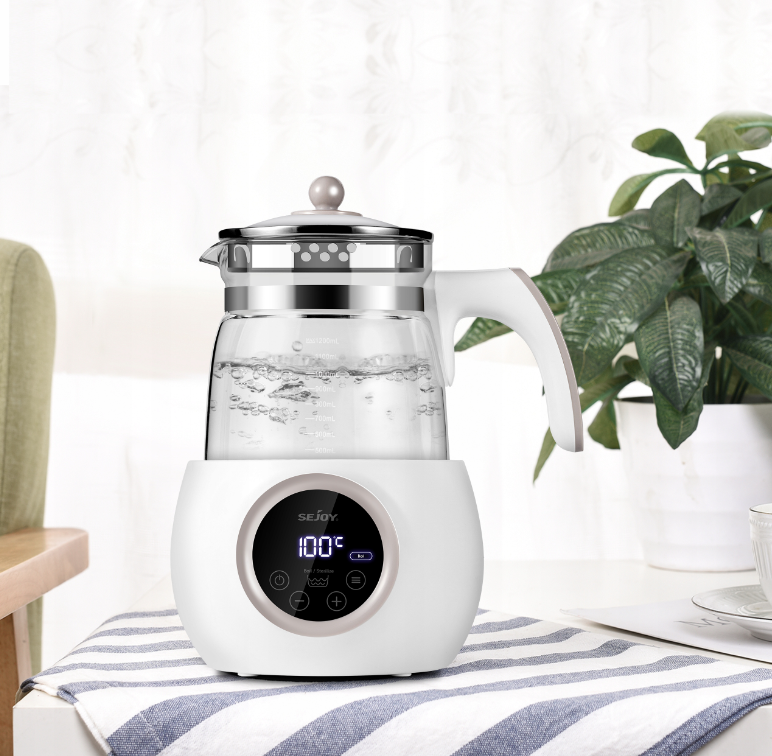Електрочайник  з функцією пам'яті та підтримки температури Sejoy TN74 800 Вт білий, фото 1